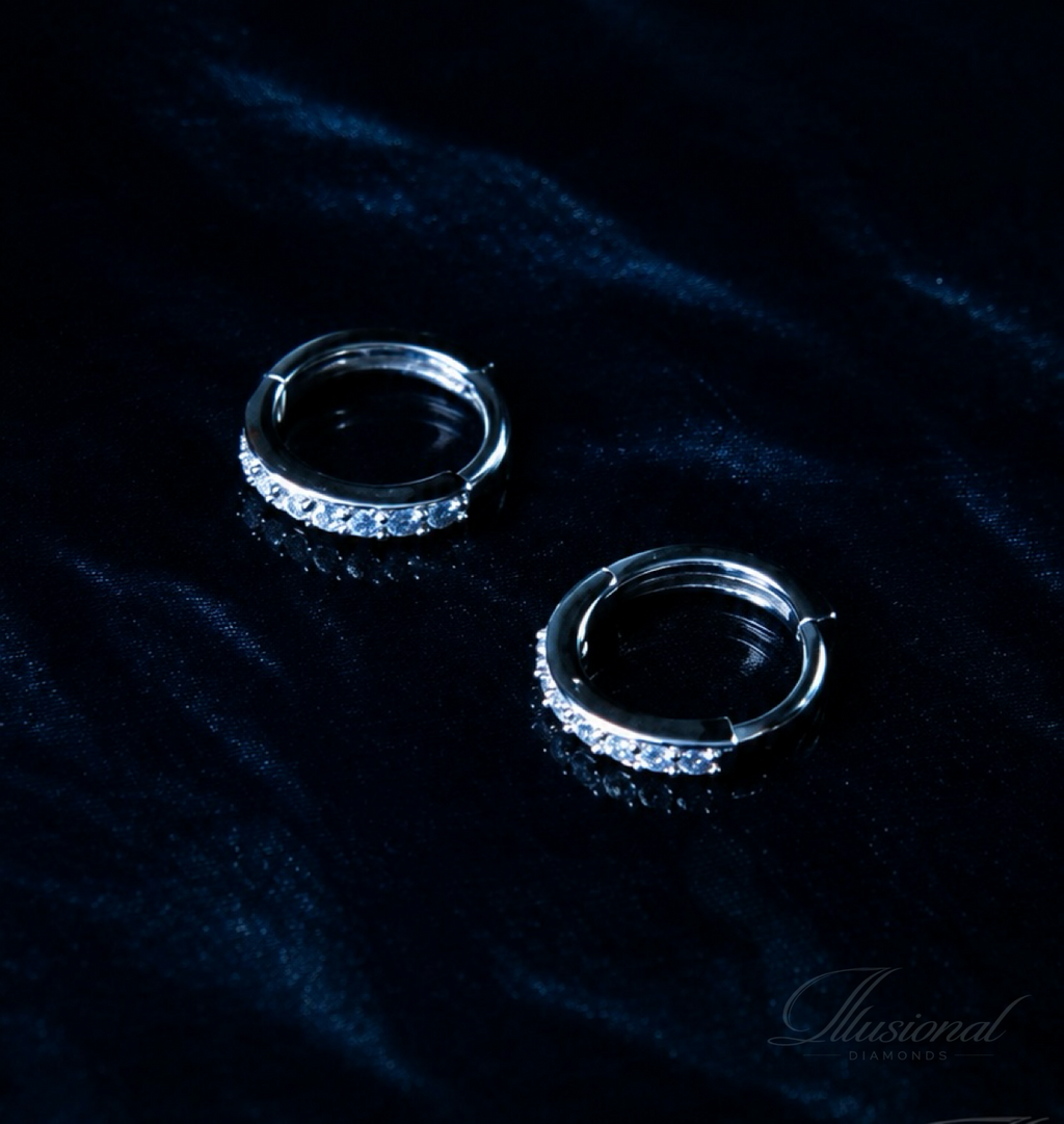 Silver ‘Hoop’ Diamond Earrings