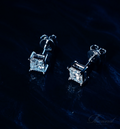 Silver 'Square' Cut Earrings