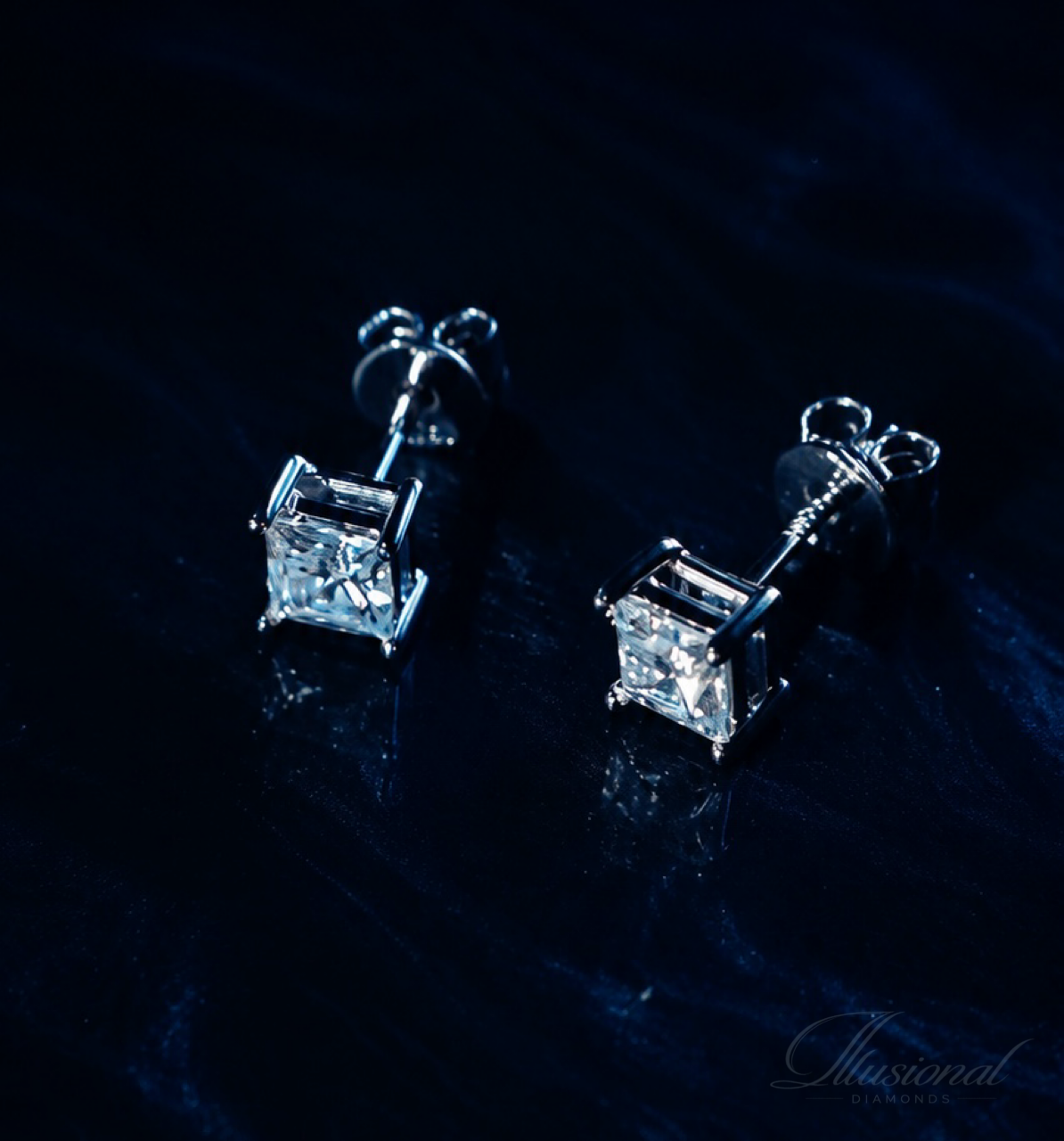 Silver 'Square' Cut Earrings